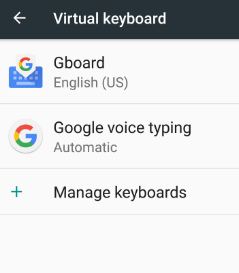 Gboard תחת הגדרות מקלדת וירטואלית