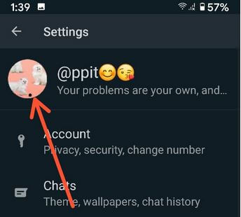 הגדר תמונת פרופיל ב- WhatsApp לאנדרואיד