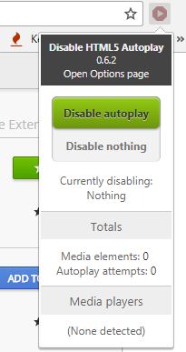 עצור את הפעלת הסרטונים באופן אוטומטי ב- Chrome באמצעות הרחבה